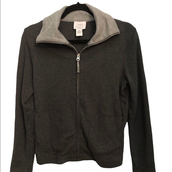 LOFT Jackets & Blazers - Ann Taylor Loft gray zip up cotton jacket